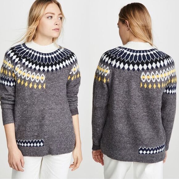 DNA Fair Isle Sweater Gray Shopbop Women’s Size Large - Picture 3 of 8